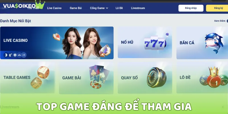 Nhiều danh mục game đa dạng